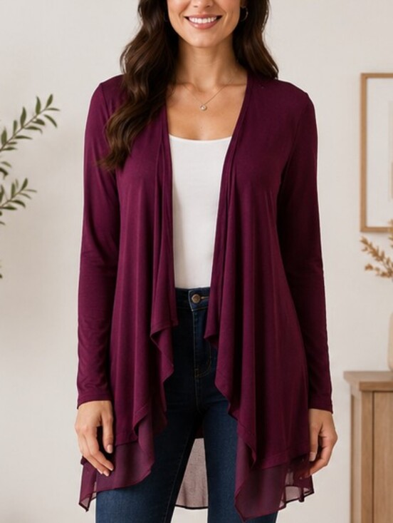 Worthington Sweaters - Worthington Open Front Cardigan – Size Medium – Burgundy